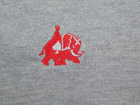 Gray with red polo