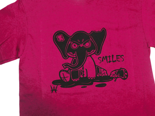 Smiles Elephant Dark Pink Tee