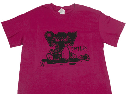 Smiles Elephant Dark Pink Tee