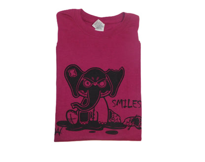 Smiles Elephant Dark Pink Tee